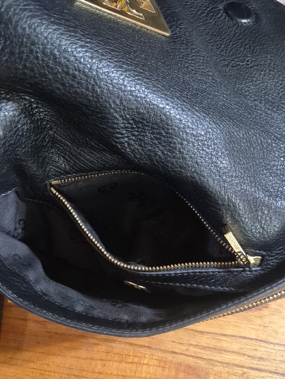 Tory Burch Black Pebbled Leather Crossbody with Gold Logo - Picture 6 of 9